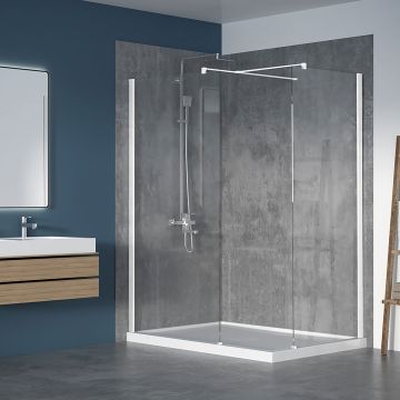 Écran de douche 42 po x Walk-in 36 po blanc mat en coin