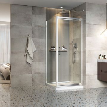 Porte de douche 32 po x Xenia 32 po en coin chrome carré mur à droite