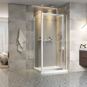 Porte de douche 42 po x Xenia 36 po en coin chrome rectangulaire porte décentrée mur à droite