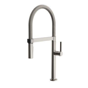 Robinet avec bec à ressort et douchette aimantée Exki Inox PVS