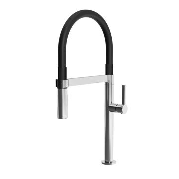 Robinet avec bec en PVC noir et douchette aimantée Exki Chrome