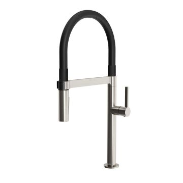 Robinet avec bec en PVC noir et douchette aimantée Exki Inox PVS