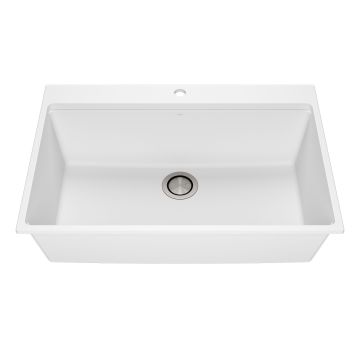 Évier de cuisine Bacia 33 po Encastré Granistone Blanc sable