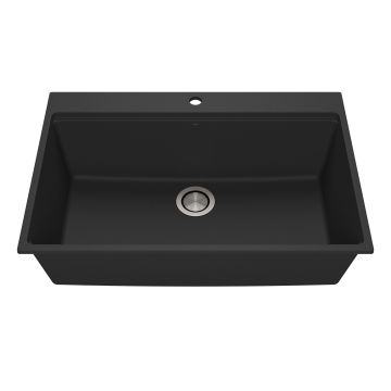 Évier de cuisine Bacia 33 po Encastré Granistone Noir onyx