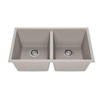 Évier de cuisine Bacia 31 po Cuve double 50/50 Granistone Gris galet