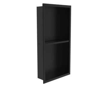 niche de douche en saillie 12 po x 24 po avec double tablette Niches de douche KSN-BE1224-2 noir mat