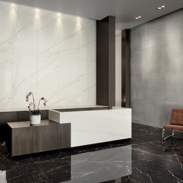 Carreau de porcelaine Lambert Argent poli 24 po x 48 po