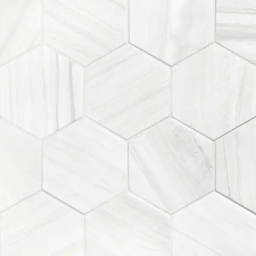 Carreau Lithos Hexagon White mat 4.5 po x 4 po
