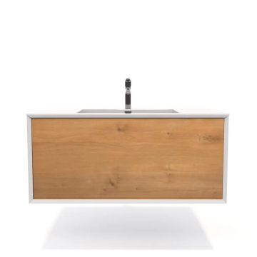 Meuble-lavabo Roma 36" Blanc mat et Chêne naturel