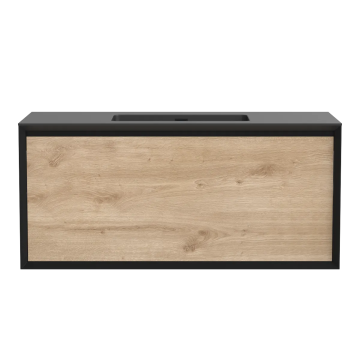Meuble-lavabo Dakar 48" Noir mat et Chêne contemporain