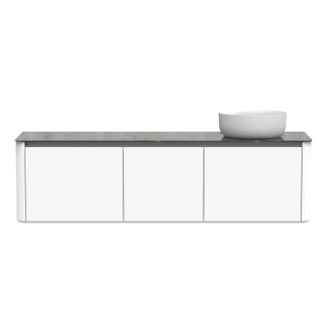 Meuble avec vasque à droite Luna 71" Blanc laqué
