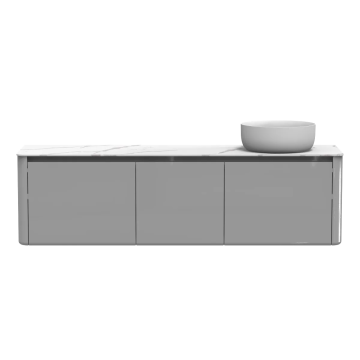 Meuble avec vasque à droite Luna 71" Gris laqué