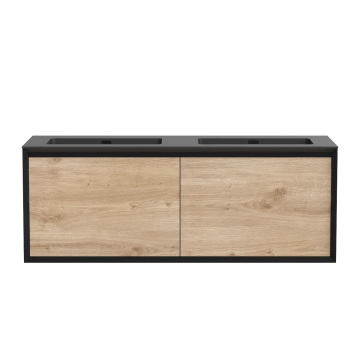 Meuble-lavabo Dakar 60" Noir mat et Chêne contemporain