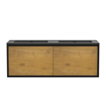 Meuble-lavabo Dakar 60" Noir mat et Chêne naturel
