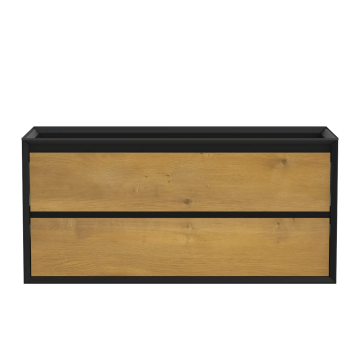 Meuble vanité Nairobi 48" Noir mat et Chêne naturel