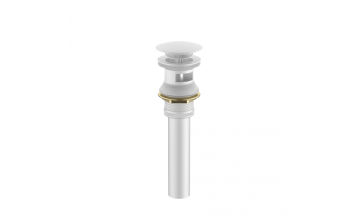 Drain de lavabo à bouton poussoir avec renvoi blanc mat en acier inoxydable