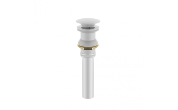 Drain de lavabo à bouton poussoir sans renvoi blanc mat en acier inoxydable