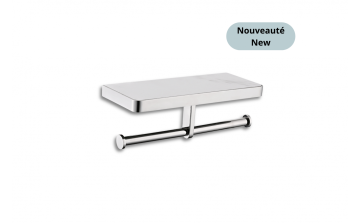 Tablette porte-papier toilette murale double Aurea en acier inoxydable chrome