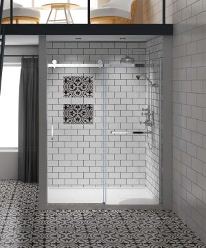 Porte de douche en alcôve Marelia 1 Côté pour base 60 po noire