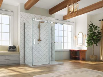 Porte de douche murale Marelia 3 Côtés pour base 60 po x 32 po noire
