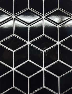 Mosaïque Rhombus Noir satiné et poli 10.7 po x 12.3 po