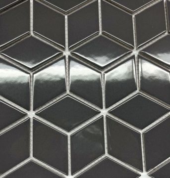 Mosaïque Rhombus Gris satiné et poli 10.7 po x 12.3 po