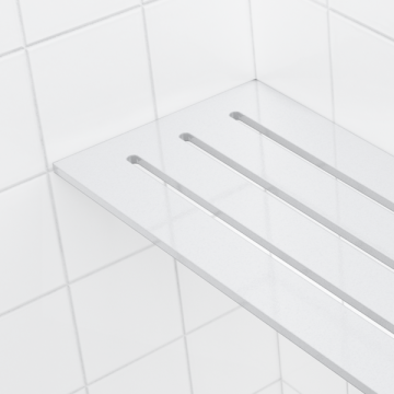 Tablette de coin pour douche carrelée 4 po x 8 po blanc lustré