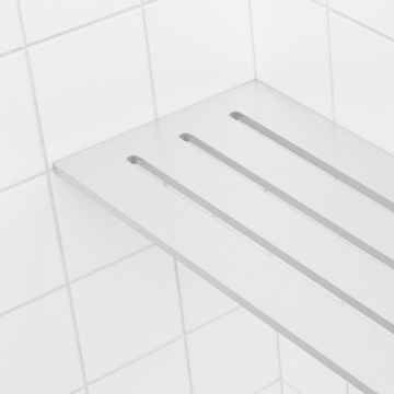 Tablette de coin pour douche carrelée 4 po x 8 po blanc mat