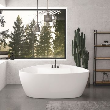 Baignoire autoportante Pura 59 7/8 po en acrylique blanc lustré