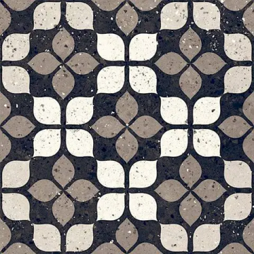 Carreau Frammenti Nero Fiore mat 8 po x 8 po