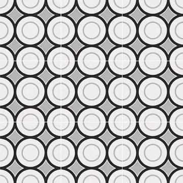 Carreau Patchwork Black & White 05 mat 8 po x 8 po