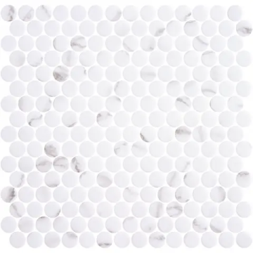Mosaïque Penny Ecostone Venato White mat 12 po x 12 po