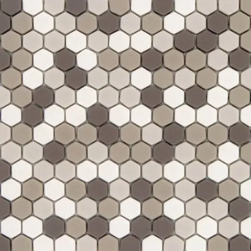 Mosaïque Pan Dan Esagona Shantung Beige Mix mat 11 po x 11 po