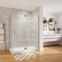Porte de douche pivot Azelia 60 x 32 x 74 po, 6 mm pour installation en coin avec verre clair et fini chrome