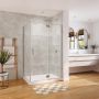 Porte de douche pivot Azelia 48 x 36 x 74 po, 6 mm pour installation en coin avec verre clair et fini chrome