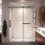 Porte de douche coulissante Exalt 48 x 78 po, 8 mm pour installation en alcôve avec verre clair et fini noir mat