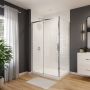 Porte de douche coulissante Sella 48 x 32 x 74 po, 8 mm pour installation en coin avec verre clair et fini chrome