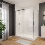 Porte de douche coulissante Sella 60 x 36 x 74 po, 8 mm pour installation en coin avec verre clair et fini chrome