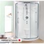 Douche Stella 3636 blanche ronde en coin en acrylique deux pièces avec drain central