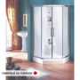 Douche Saturne 3838 blanc néo-angle en coin en acrylique deux pièces avec drain central