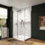 Porte de douche coulissante Axion 48 x 32 x 78 3/4 po, 8 mm pour installation en coin avec verre clair et fini chrome