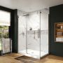 Porte de douche coulissante Axion 60 x 32 x 78 3/4 po, 8 mm pour installation en coin avec verre clair et fini chrome