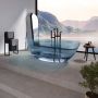 Baignoire autoportante Mosta 6732 AFR bleu en résine avec drain central