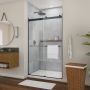 Douche Barena Porte de bidirectionnelle 44-48 x 76 po, 8 mm pour installation en alcôve avec verre clair et fini noir mat