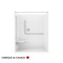 Douche Banff BFS-6036F blanche une pièce pour alcôve en AcrylX™ conforme à la norme NBC avec siège Phénolique en "L" à gauche et drain central