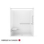 Douche Banff BFS-6036F blanche une pièce pour alcôve en AcrylX™ conforme à la norme ADA/ANSI avec siège Naugahyde en "L" à gauche et drain central