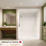Douche Banff BFS-6036A blanche trois pièces pour alcôve en acrylique avec drain central et seuil vertical