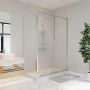 Porte de douche coulissante Solani 60 x 36 x 79 3/4 po, 8 mm pour installation en coin avec verre clair et fini chrome