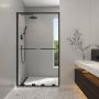 Douche Solani Porte de bidirectionnelle 45 - 47 1/2 x 79 3/4 po, 8 mm pour installation en alcôve avec verre clair et fini noir mat