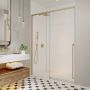 Porte de douche coulissante Kaveri 57 - 59 1/2 x 79 3/4 po, 8 mm pour installation en alcôve avec verre clair et fini or brossé
